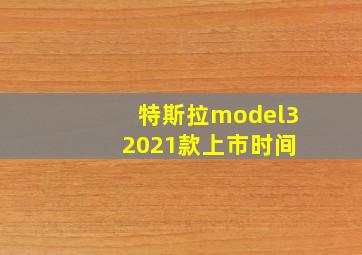 特斯拉model3 2021款上市时间